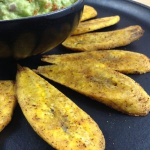 Plantain Chips with Bacon Guacamole